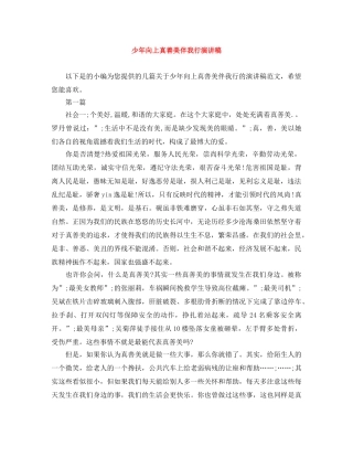 少年向上真善美伴我行演讲稿 