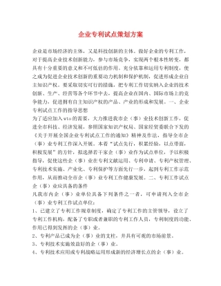 企业专利试点策划方案 