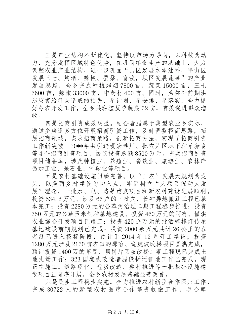 乡镇年度经济发展情况工作总结_第2页