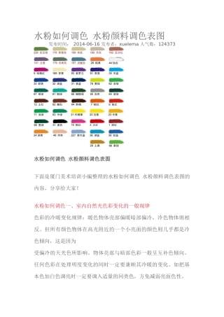 水粉如何调色-水粉颜料调色表图