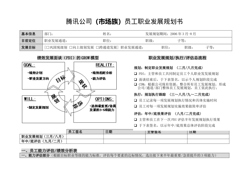 腾讯(市场族)员工职业发展规划书_第1页