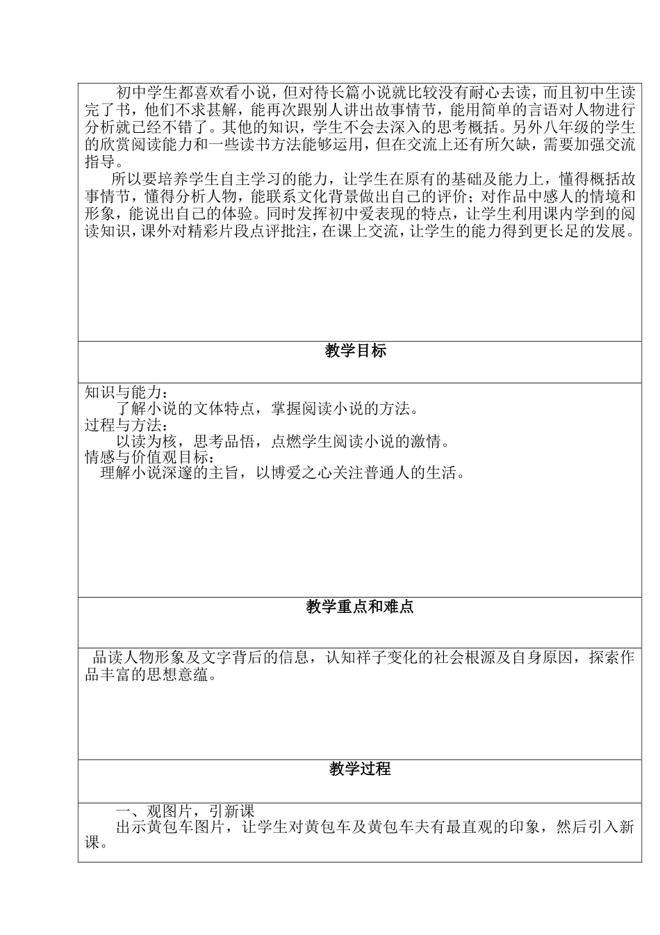 《骆驼祥子》阅读教学设计公开课_第2页