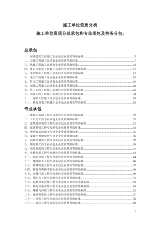 施工单位资质分类(承包范围)