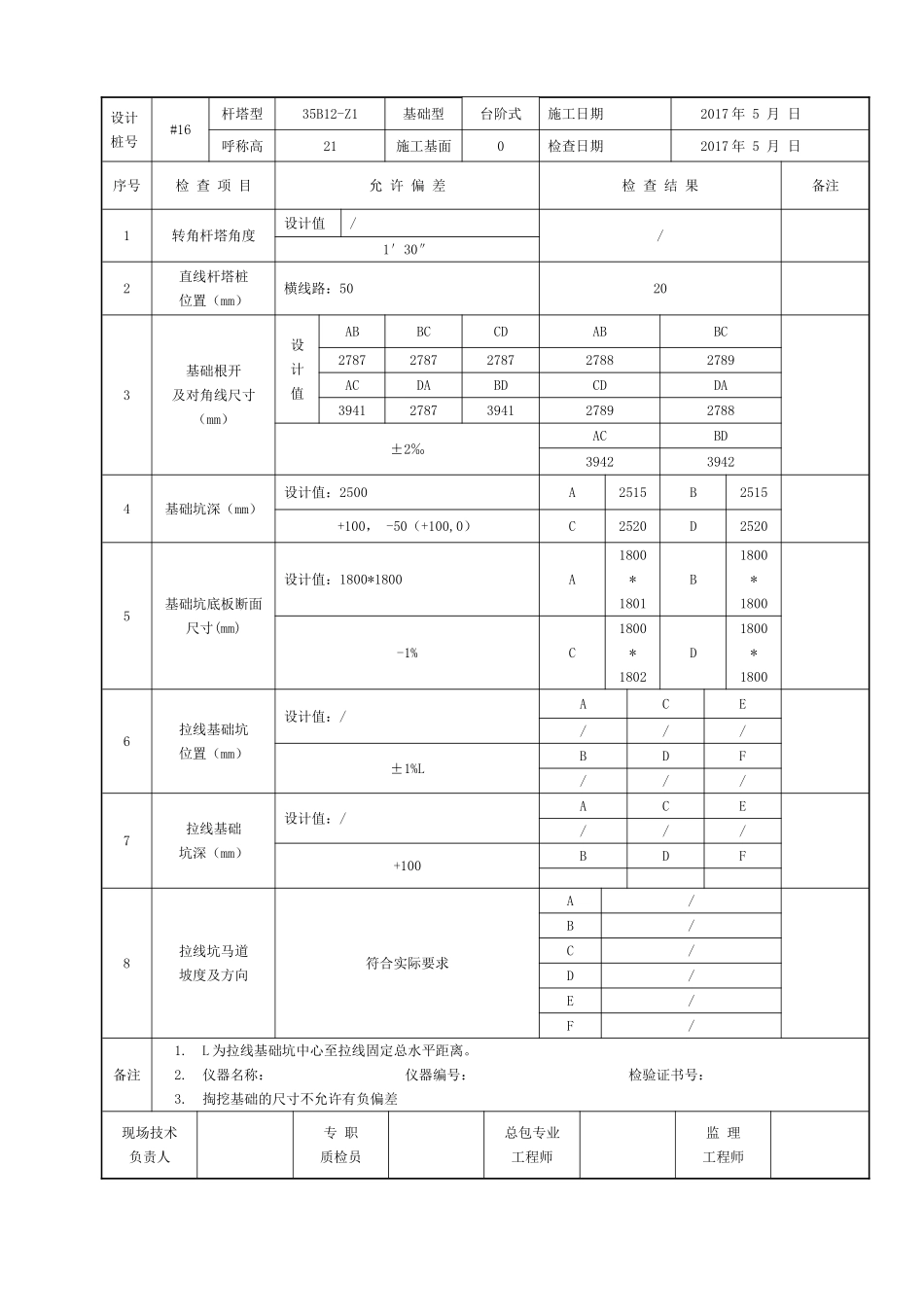 (最全)GB50173-2014-电气装置安装工程-66kV及以下架空电力线路施工及验收规范-D类表格(最全)_第2页