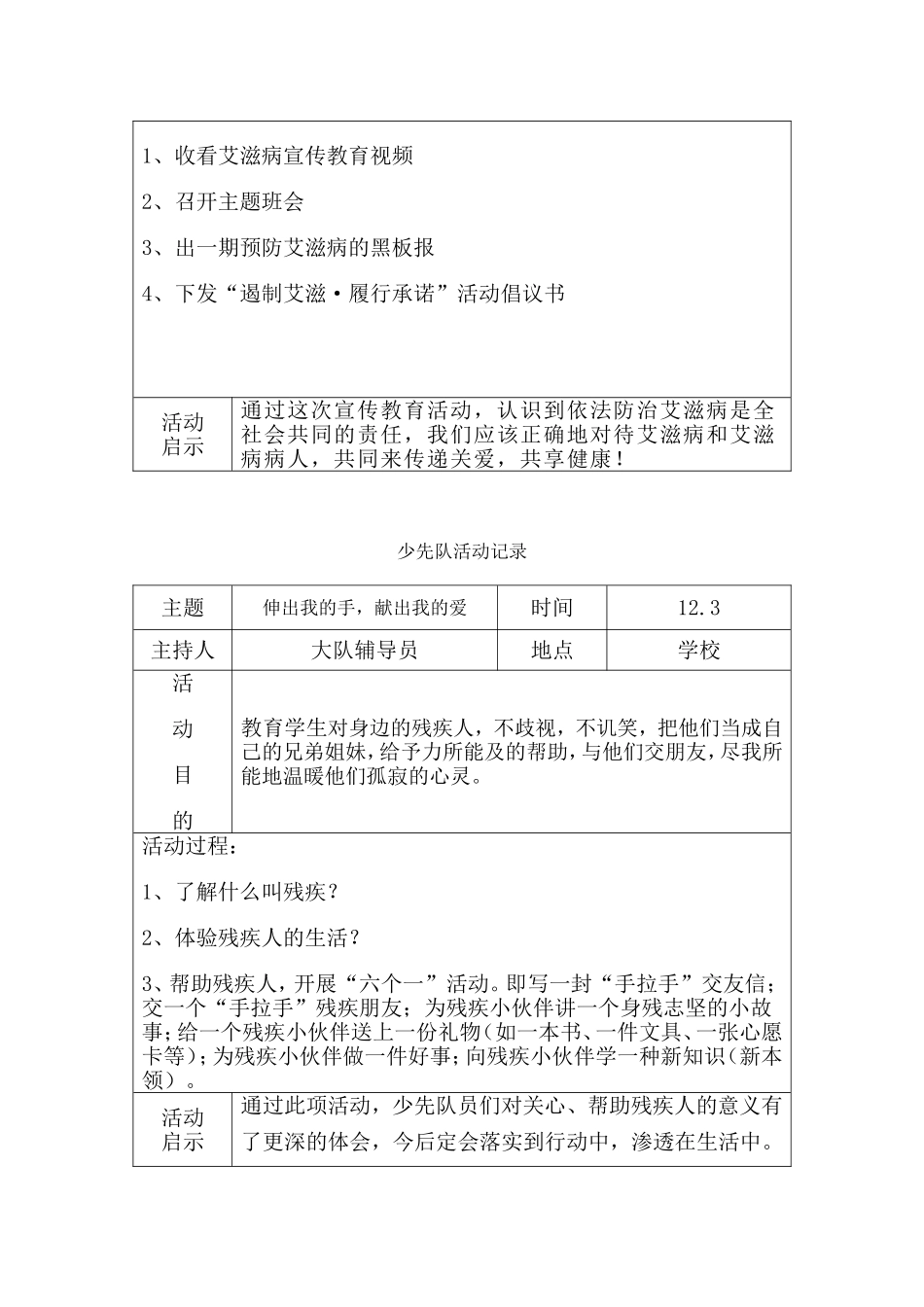 少先队活动记录表_第3页