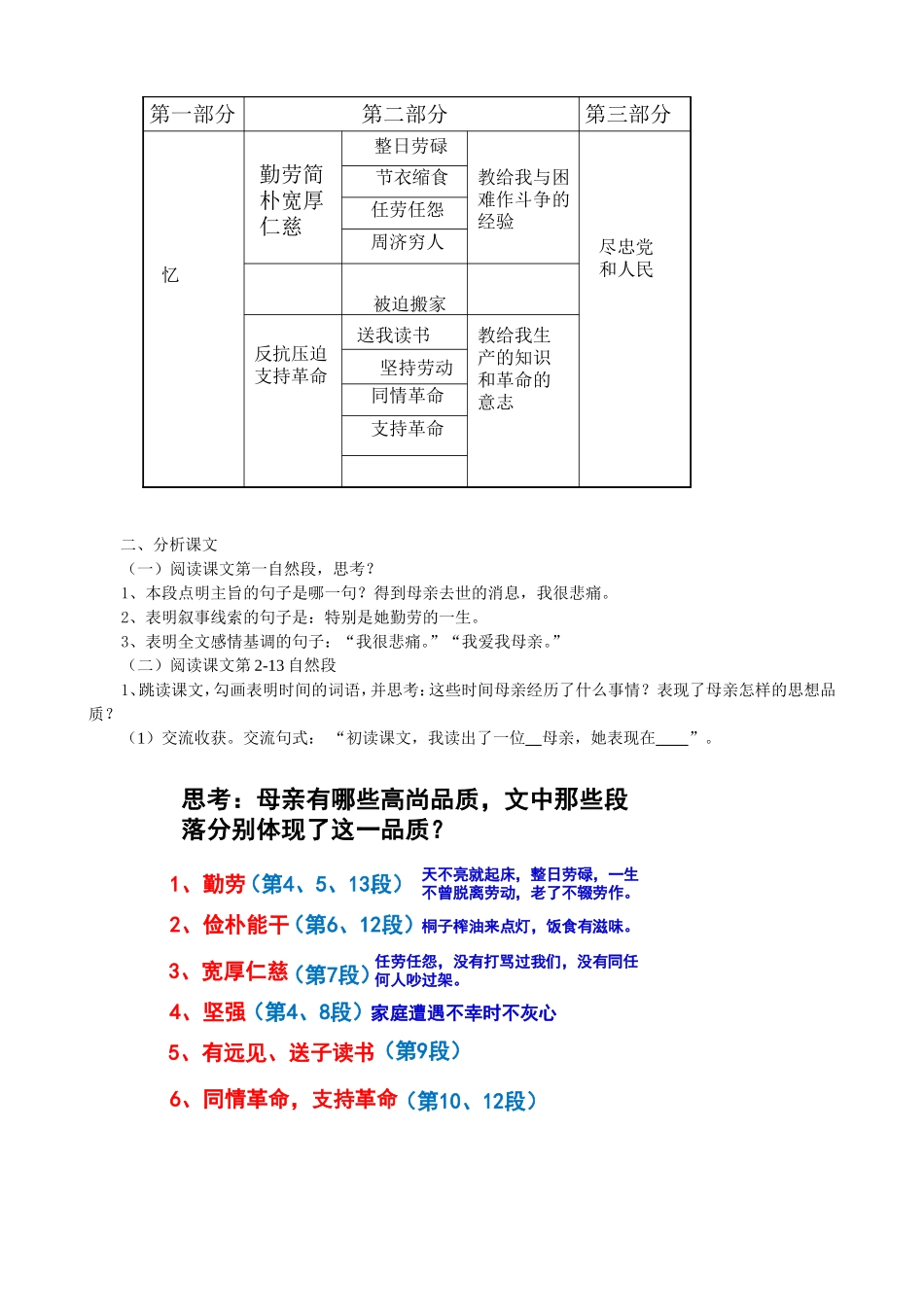 《回忆我的母亲》教案设计_第3页