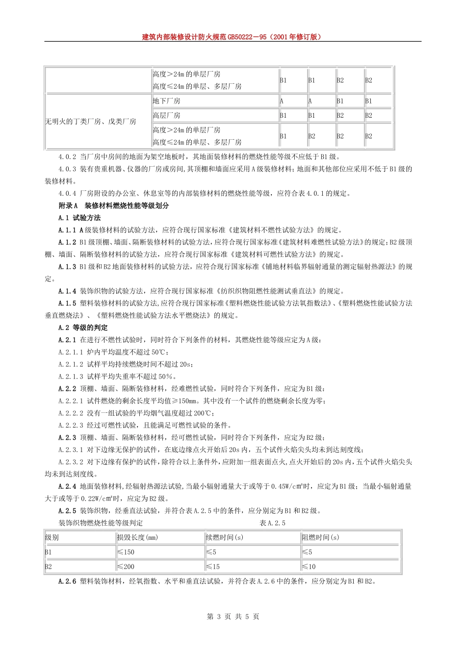 《建筑内部装修设计防火规范》-GB50222-95(2001年修订版)_第3页