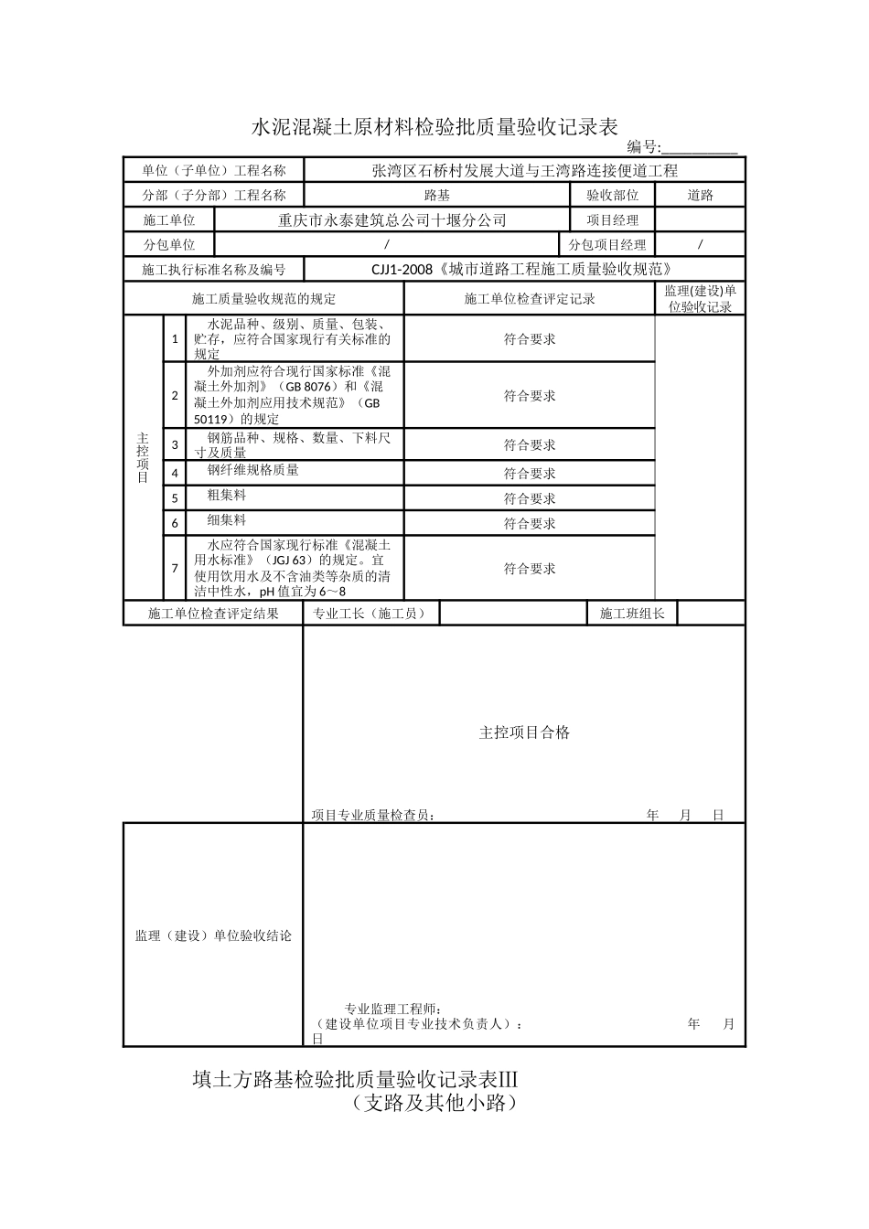 水泥混凝土面层检验批质量验收记录表_第2页