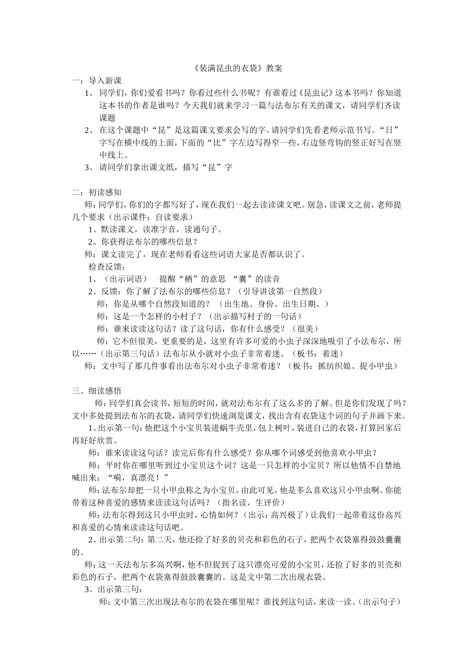 装满昆虫的衣袋_第1页