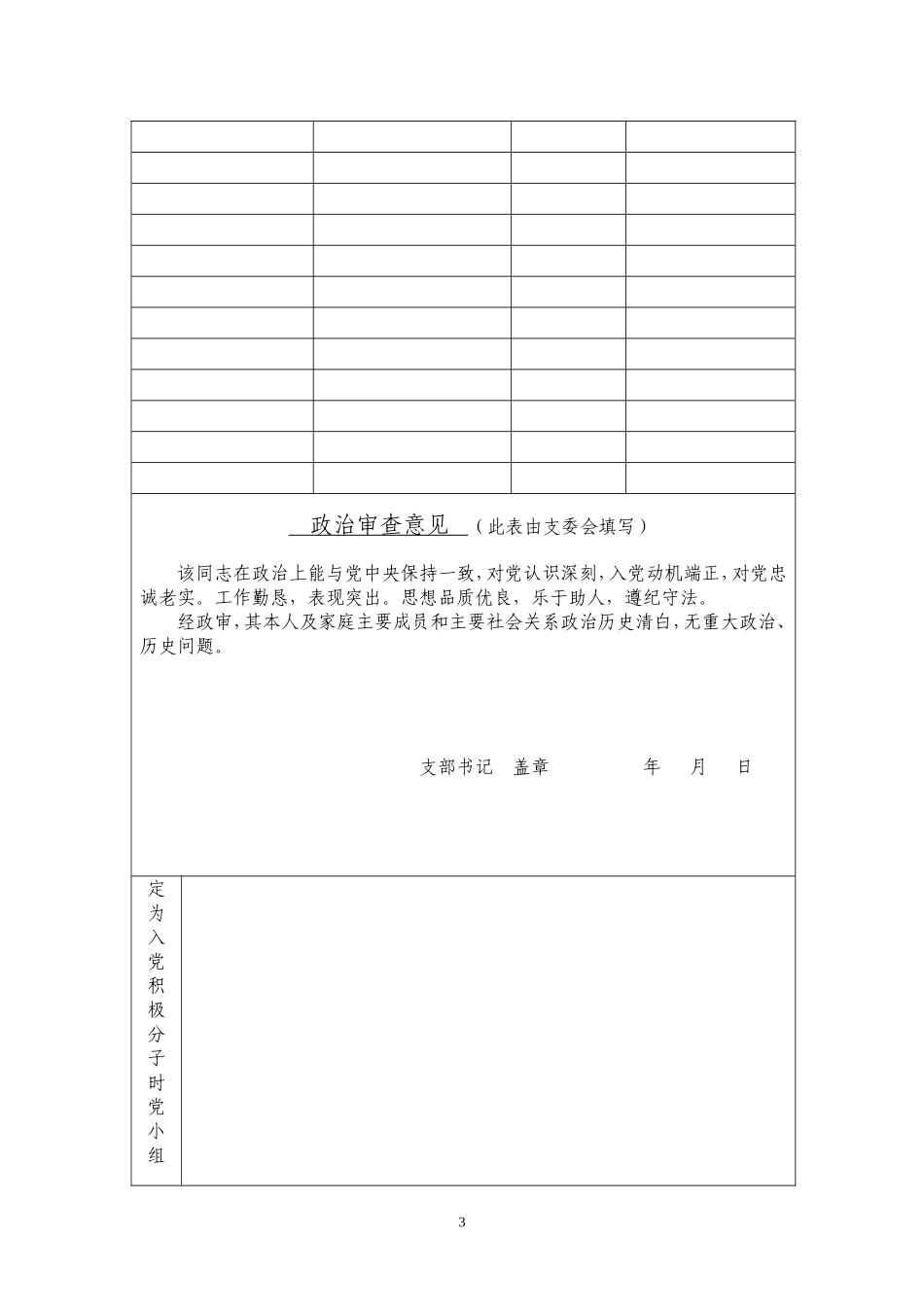 入党积极分子考察写实表-(参考样例)_第3页