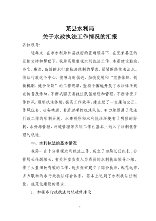 水政执法工作汇报