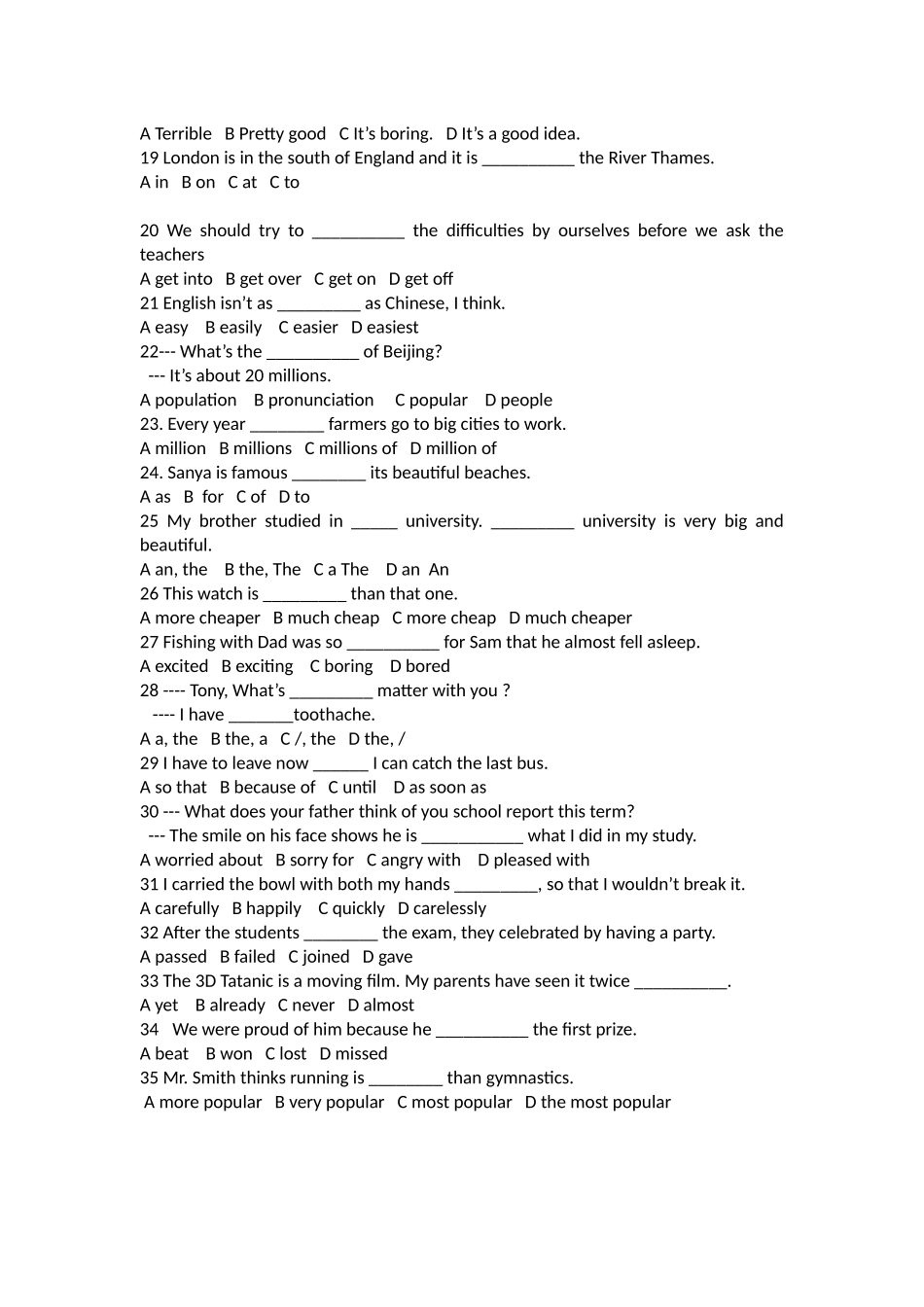 外研版-八年级上册英语期中考试复习-单选部分_第2页