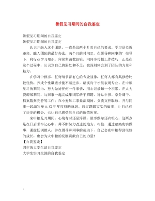 暑假见习期间的自我鉴定 