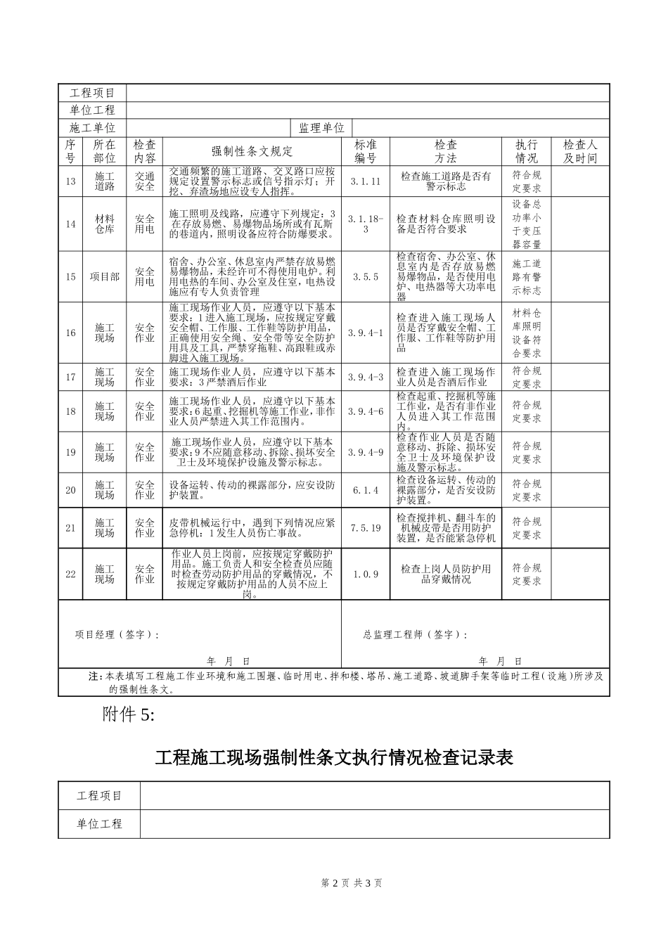 水利工程强制性条文执行计划表5_第2页