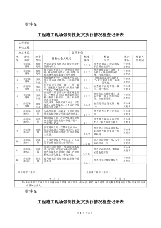 水利工程强制性条文执行计划表5