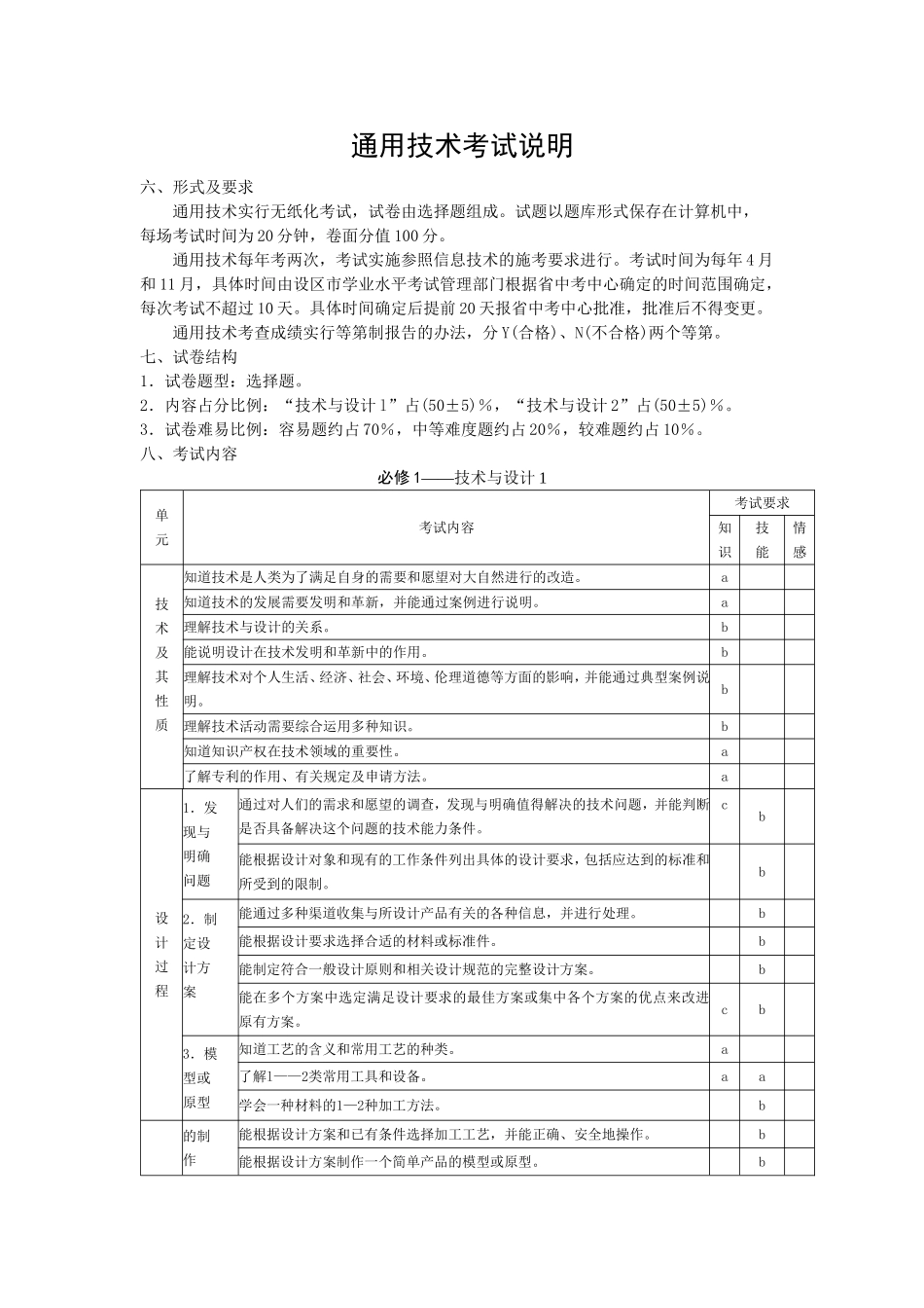 通用技术考试说明(最新)_第1页