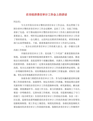 在市经济责任审计工作会上的讲话 