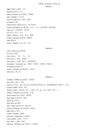 外研版英语九年级下册词汇表(音标、打印)