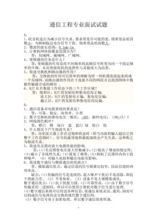 通信工程专业面试试题