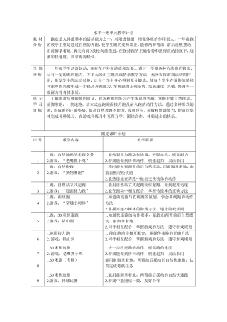 水平一跑单元教学计划