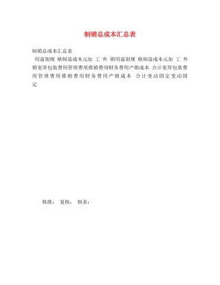 制销总成本汇总表 