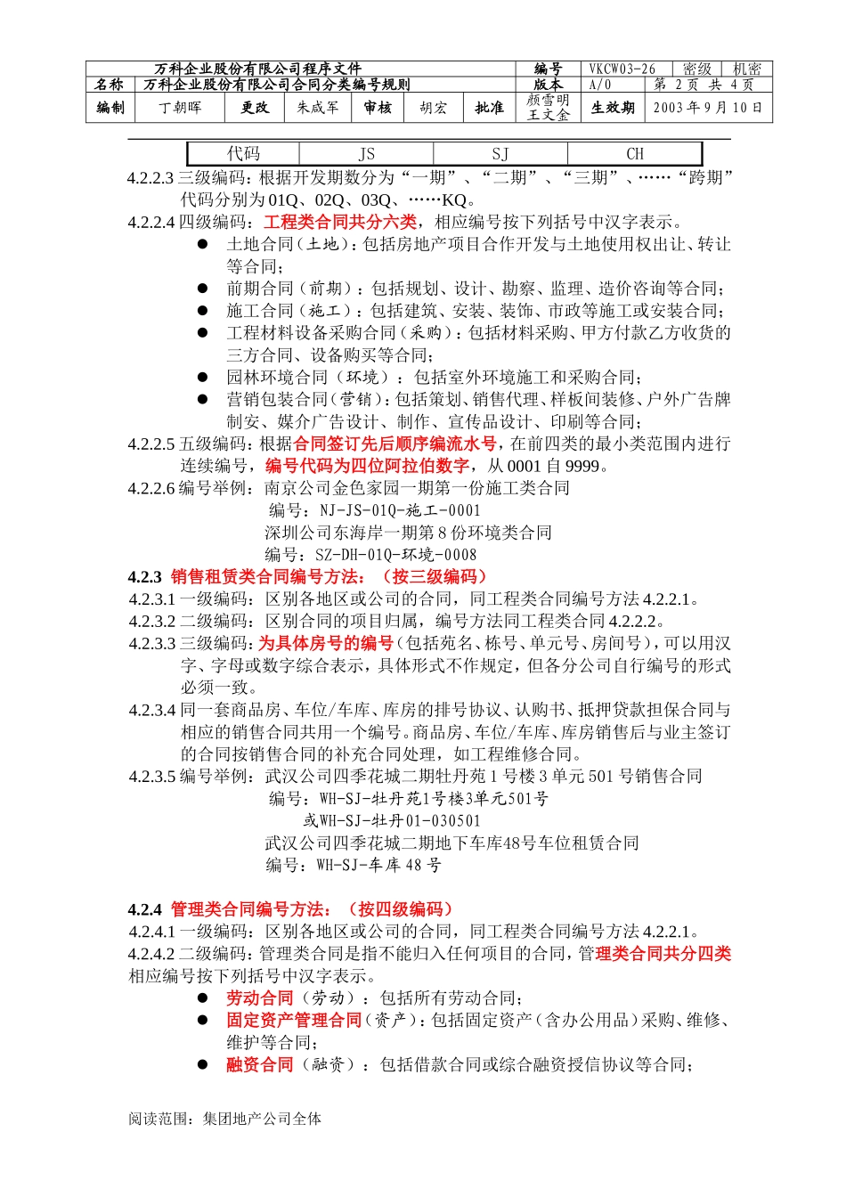万科企业股份有限公司合同分类编号规则_第2页