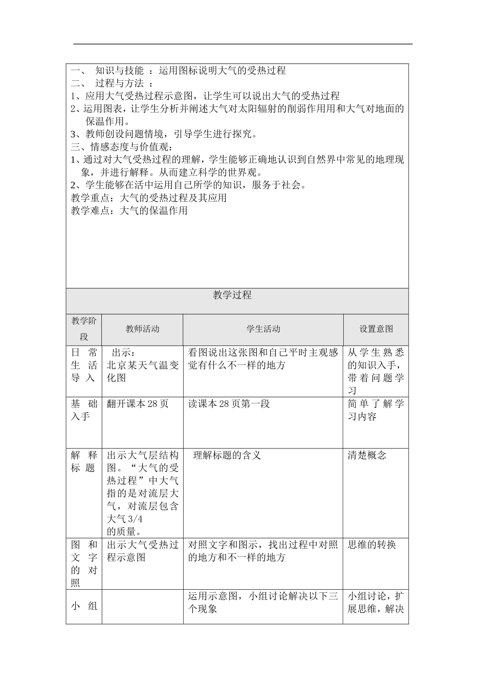 市级公开课《大气的受热过程》教学设计_第2页