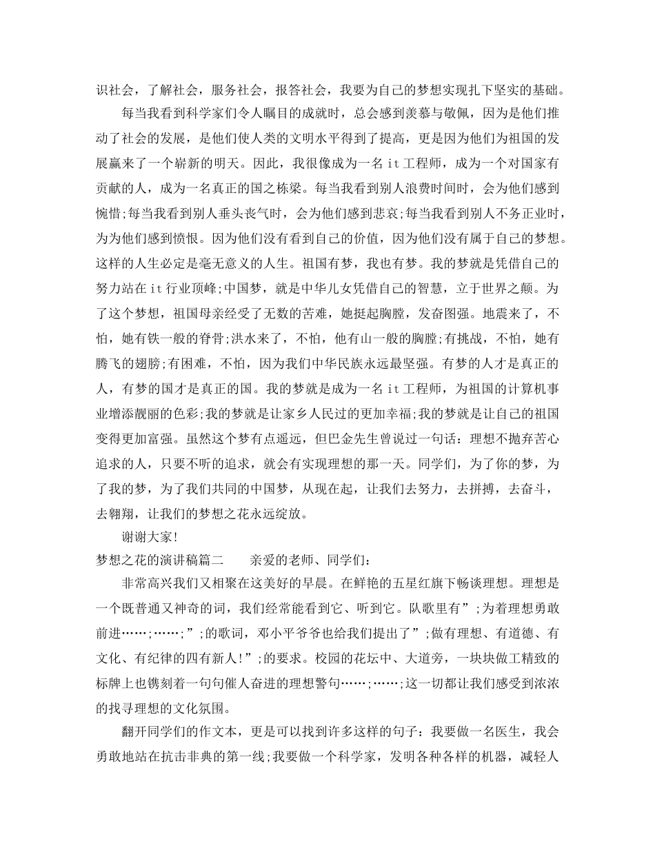 梦想之花的演讲稿 _第2页