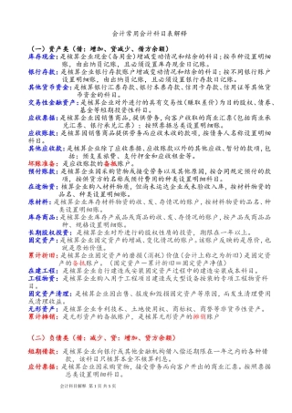 《会计基础》常用会计科目表解释