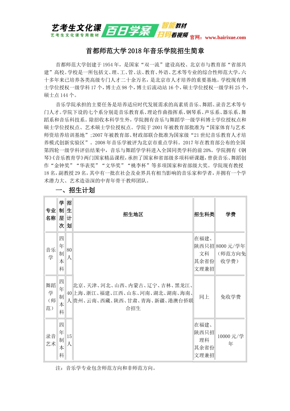首都师范大学2018年音乐学院招生简章_第1页