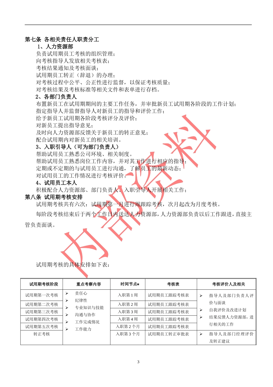 试用期考核管理规定(考核制度、细则及相关表单)_第3页