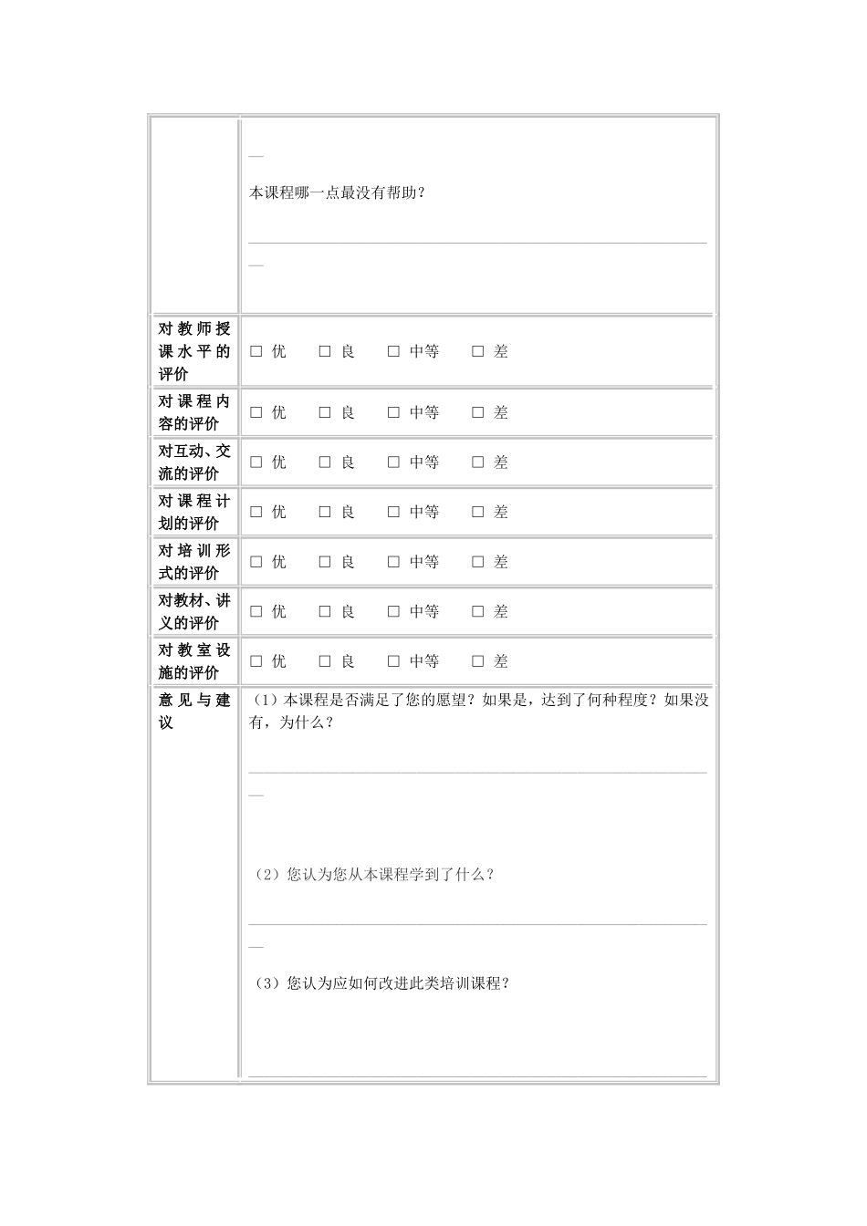 《培训效果评估表》(汇总)_第3页