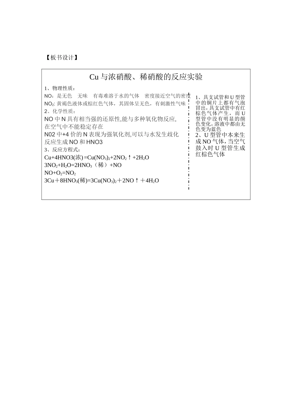 铜与浓硝酸、稀硝酸反应教学设计(微型实验)_第3页