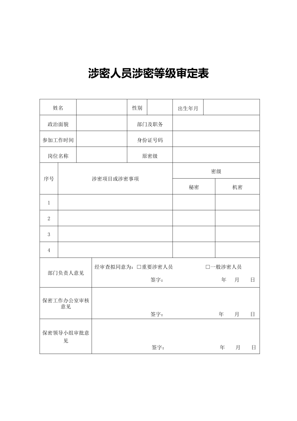 涉密人员管理表格汇总_第3页