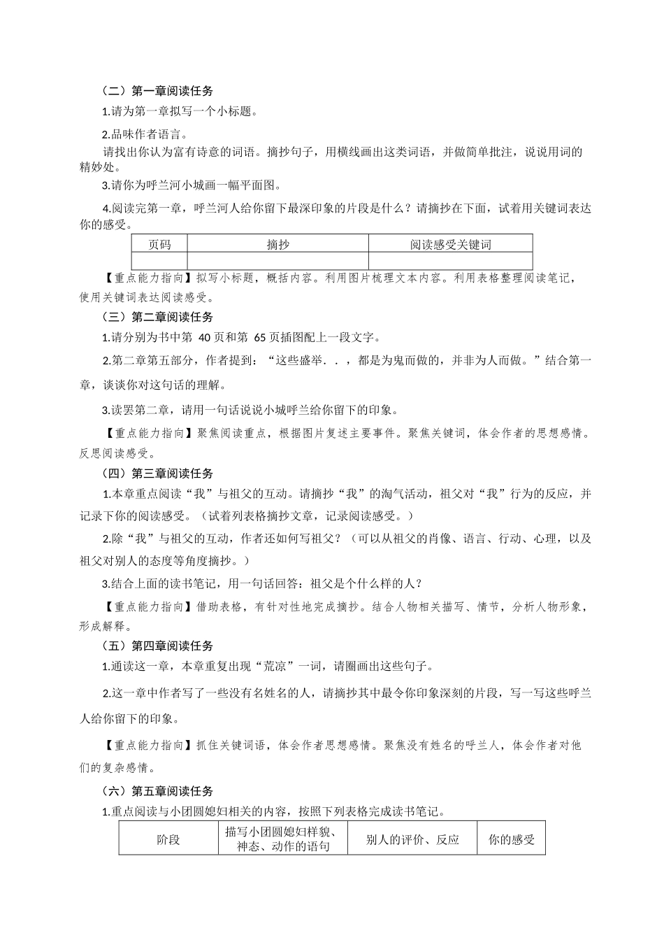 《呼兰河传》名著阅读教学设计_第2页