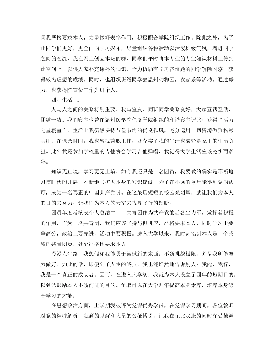 年度工作参考总结-团员年度考核表个人参考总结范文 _第2页