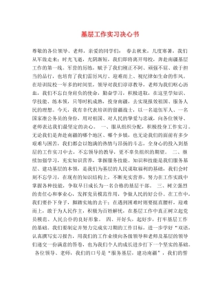 基层工作实习决心书 