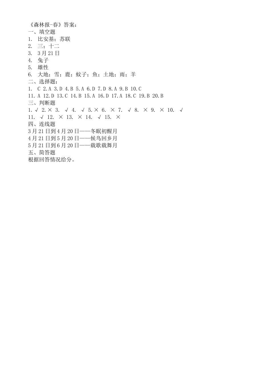 《森林报-春》试测题_第3页