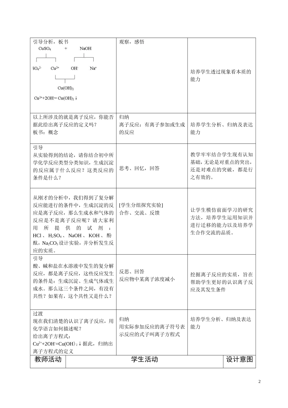 《离子反应及其发生条件》教学设计_第2页