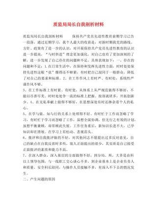 质监局局长自我剖析材料 