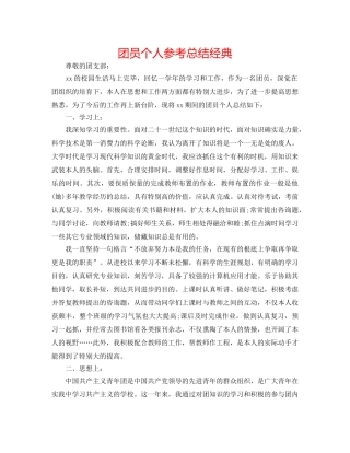 团员个人参考总结经典 