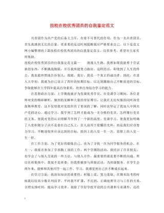 技校在校优秀团员的自我鉴定范文 