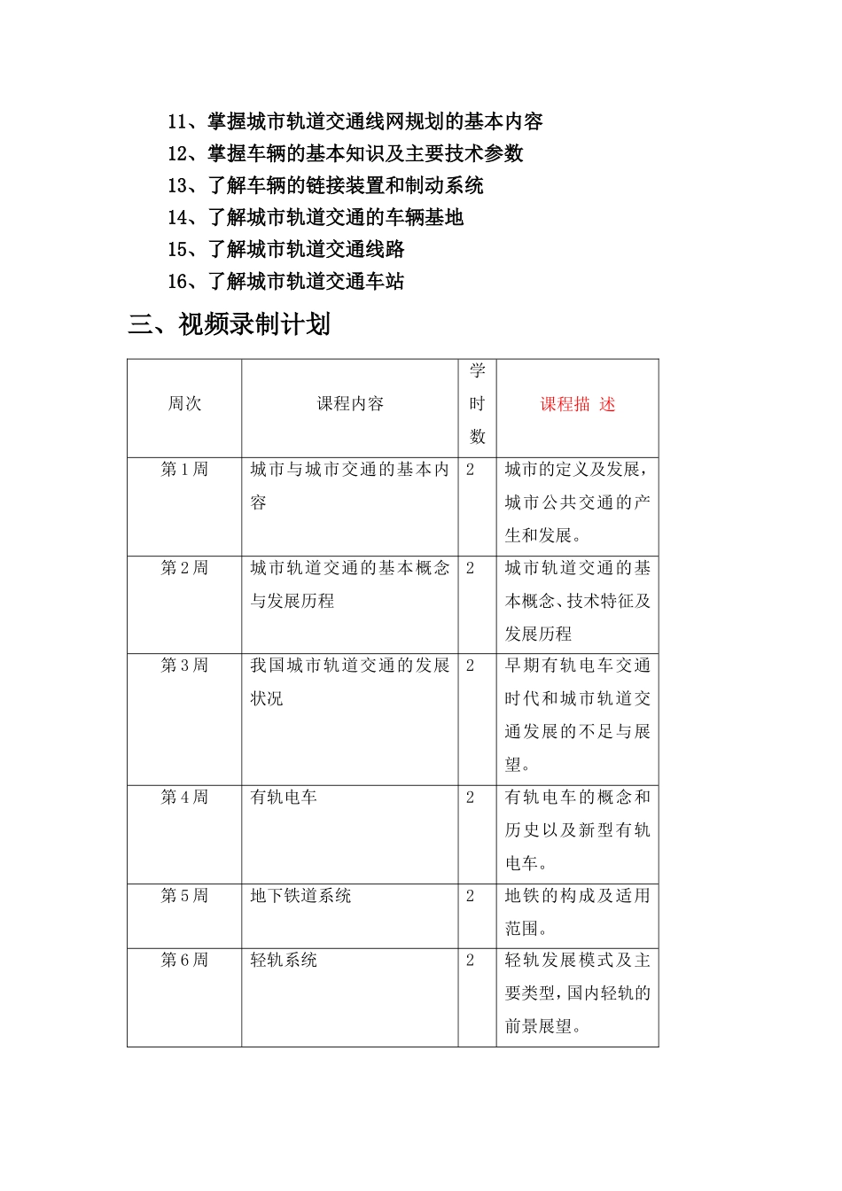 《城市轨道交通概论-》视频计划_第2页