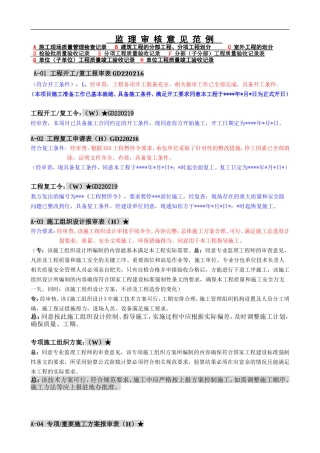 (经典)监理审核意见范例