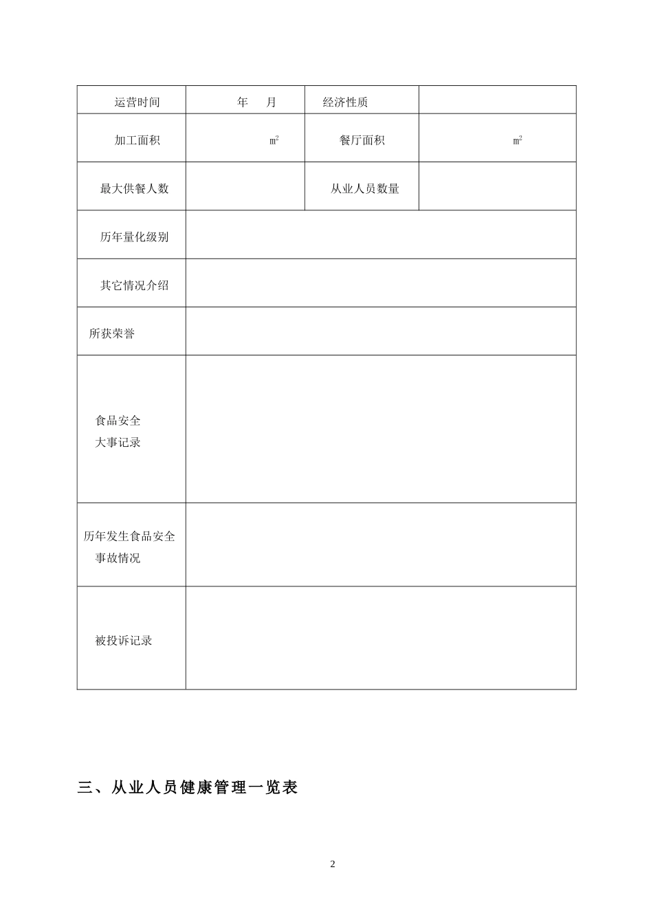 食堂管理相关用表_第2页