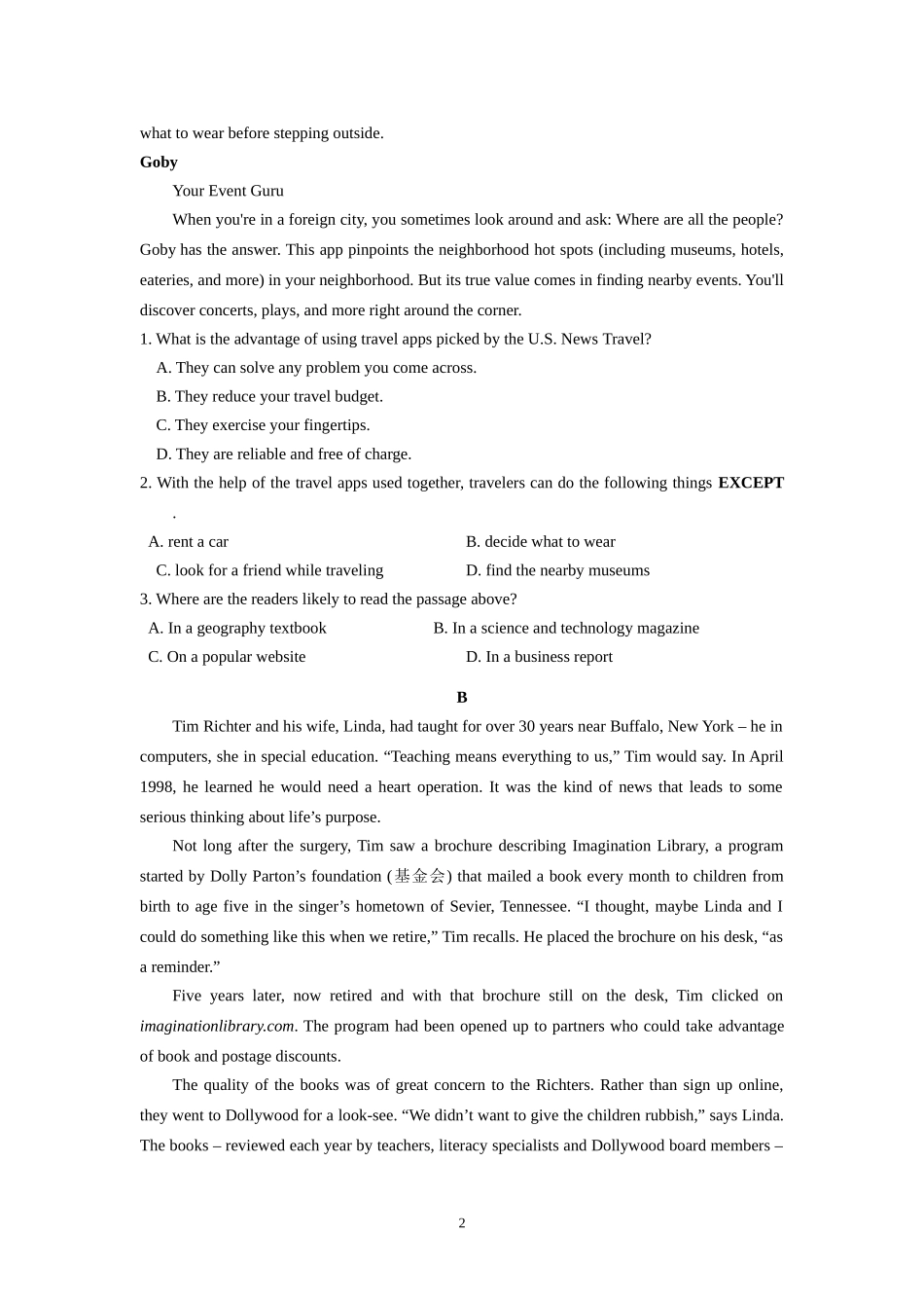 深圳市高级中学2018届高二上学期期中考试(英语)_第2页