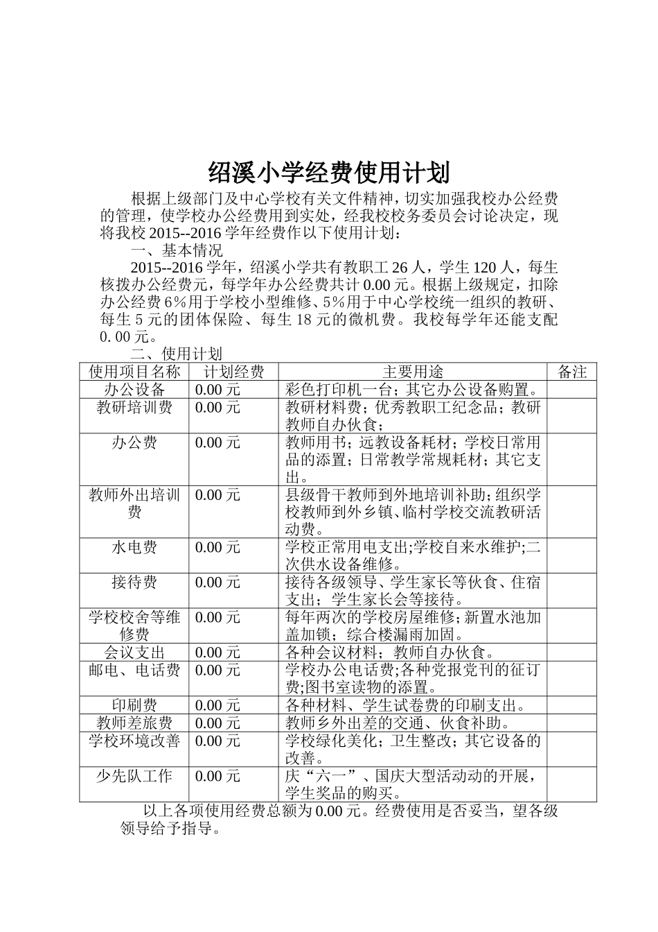 石门小学学校经费使用计划_第2页