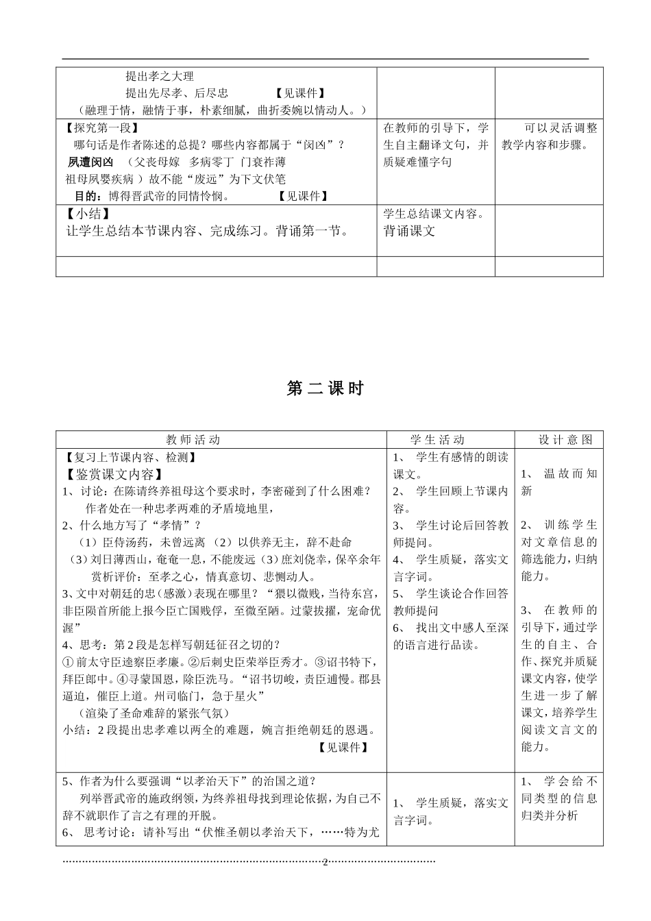 《陈情表》优秀教案_第2页