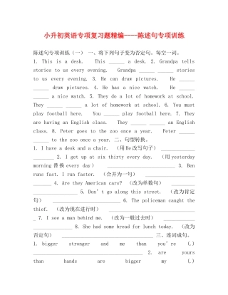 小升初英语专项复习题精编----陈述句专项训练 