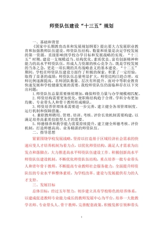“十三五”师资队伍建设规划
